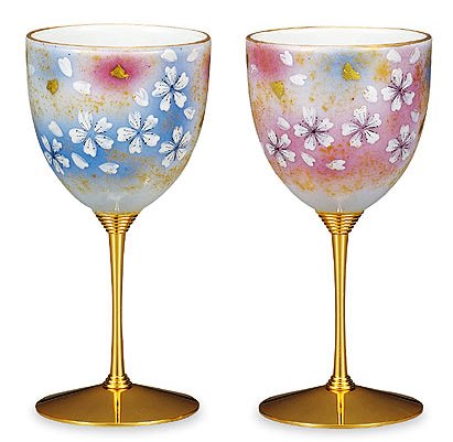 九谷焼のペア・ワイングラス：プレゼント、記念品にお奨め